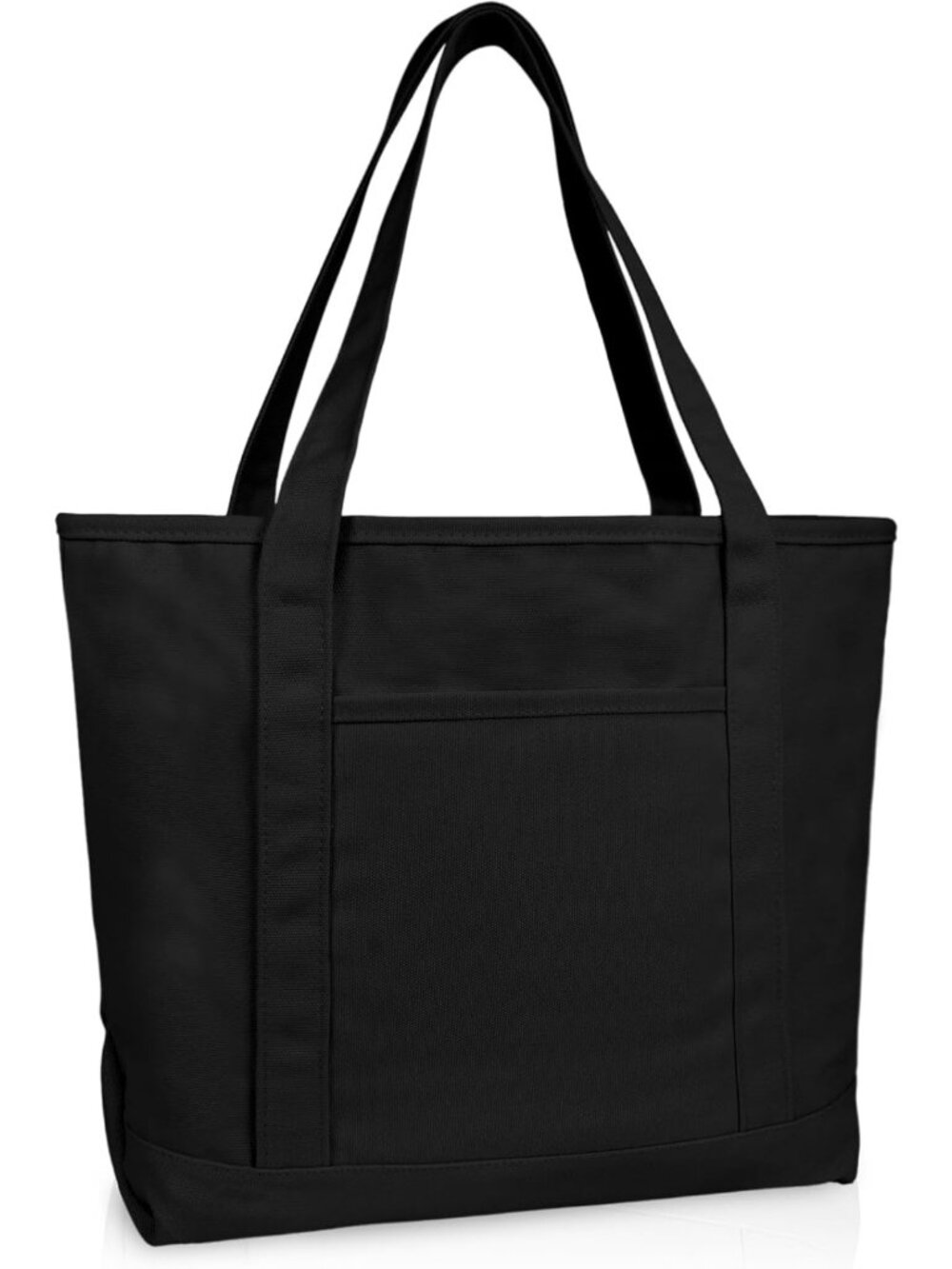 Versatile 20" Solid Black Cotton Canvas Tote Bag - Stylish & Durable Shopping